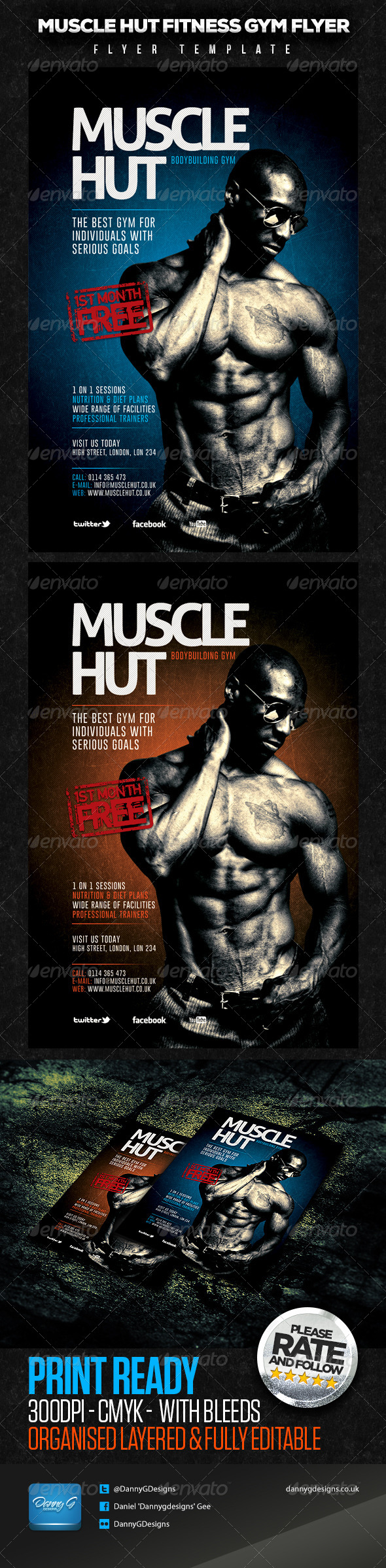 Muscle Hut Bodybuilding/Fitness Flyer Template - Sports Events