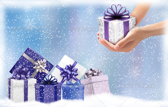 Christmas Background with Gift Boxes - Christmas Seasons/Holidays