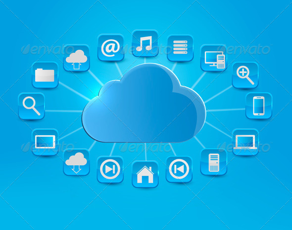 Cloud Computing Concept Background with Icons. - Technology Conceptual