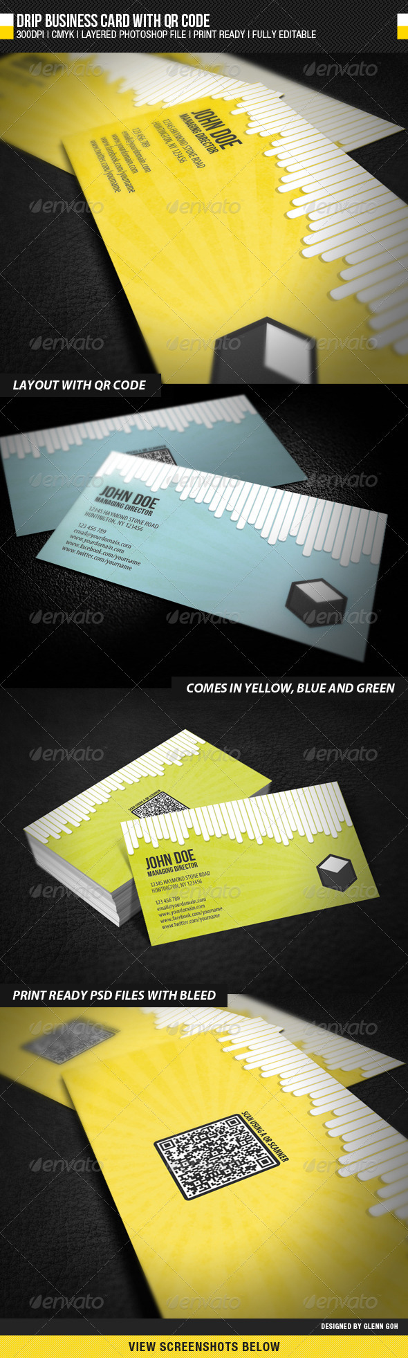 Drip Business Card With QR Code - Corporate Business Cards