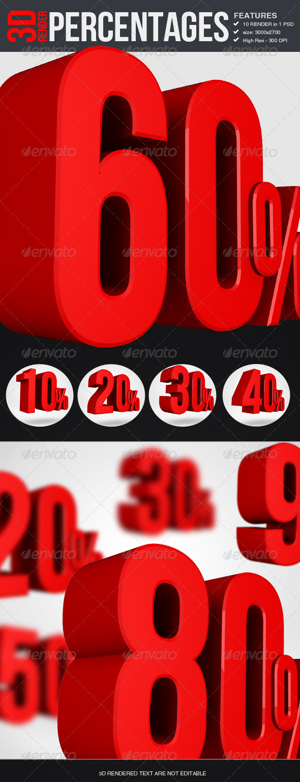 Percentages - 3D Render - Text 3D Renders