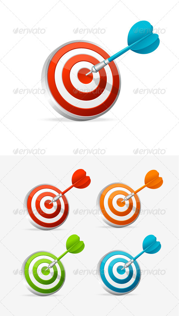 Dartboard with Dart. Colorful Set. - Sports/Activity Conceptual