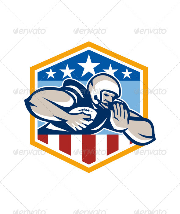 American Football Running Back Fend-Off Crest - Sports/Activity Conceptual