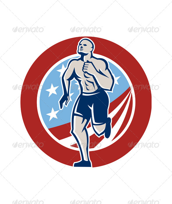 American Crossfit Runner Running Retro - Sports/Activity Conceptual
