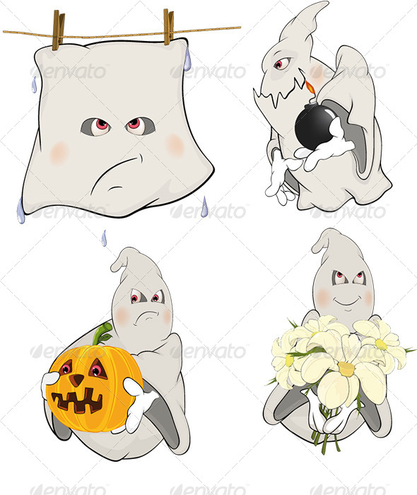 Ghosts Clip Art Cartoon - Halloween Seasons/Holidays
