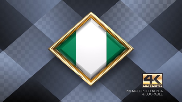 Nigeria Flag Rotating Badge 4K Looping with Transparent Background