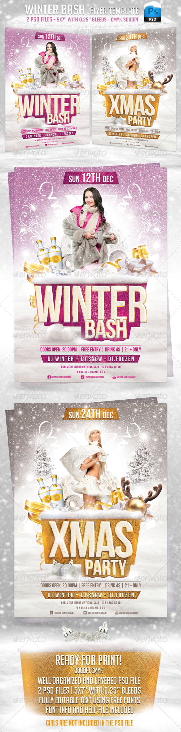 Winter Bash Flyer Template - Clubs & Parties Events