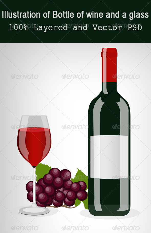 Bottle of Wine And a Glass - Food and Drink Packaging