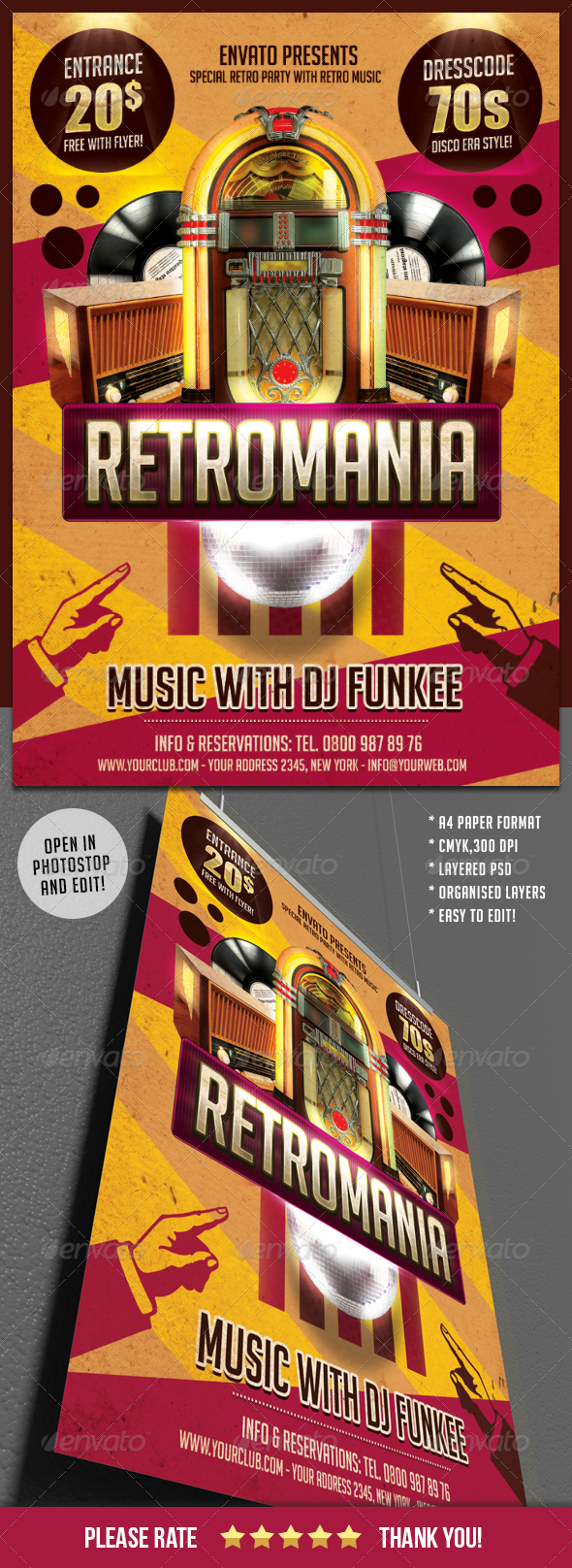 Retromania Party Flyer Template - Clubs & Parties Events