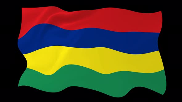 Mauritius Flag Wave Motion Black Background