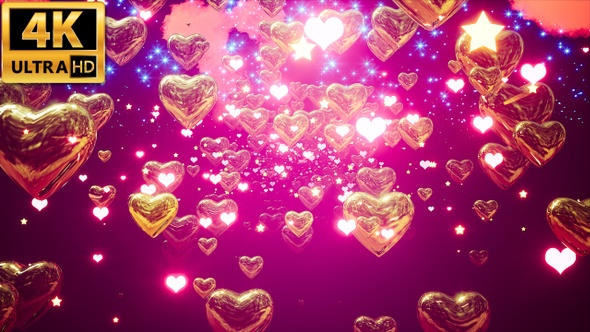 Glow Golden Hearts 4k
