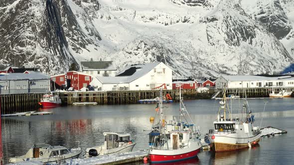 Norwegian Winter Landscape With The Multicolored Rorbu And Fishing Ships 24 By Azgek