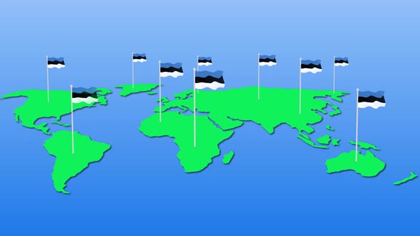 Estonia Flag Wavy Animated On Earth alt