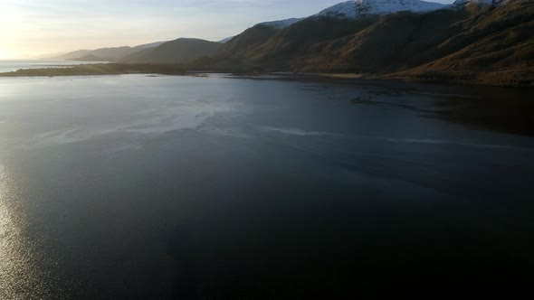 Aerial Reveal of a Scottish Loch alt