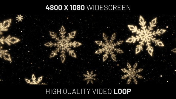 Christmas Snowflakes Gold Background Widescreen