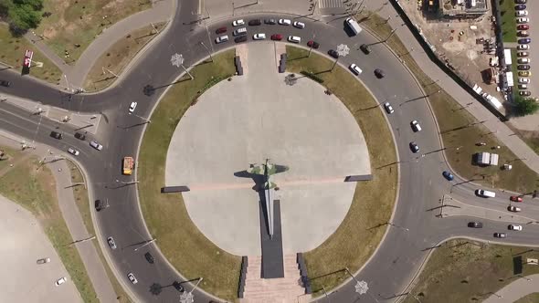 Intersection with Circle Road and Monument of Plane, Aerial View