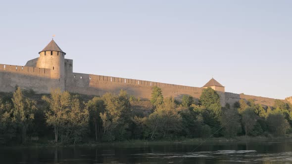 A Huge Castle on the Border Town Ivangorod in Russia