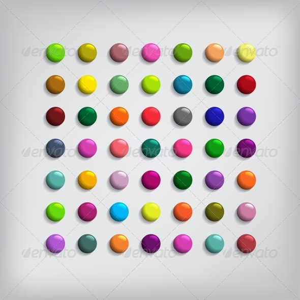 Set of Round Colorful Buttons - Web Elements Vectors