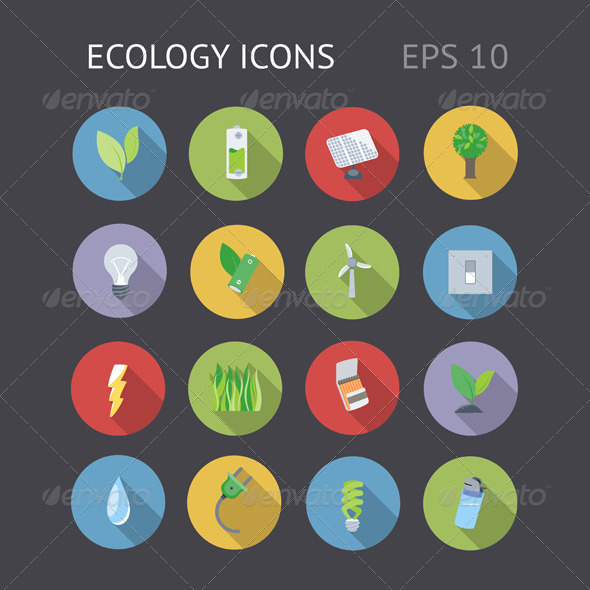 Flat Icons For Ecology - Technology Icons