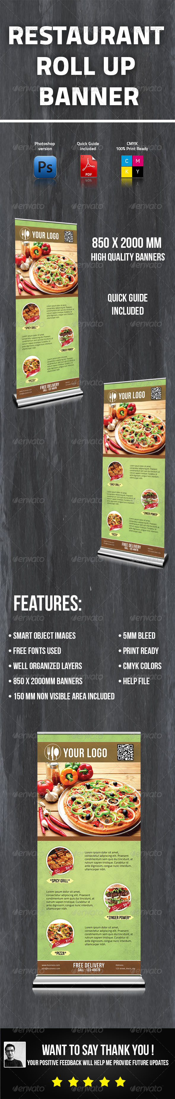Restaurant Roll Up Banner - Signage Print Templates