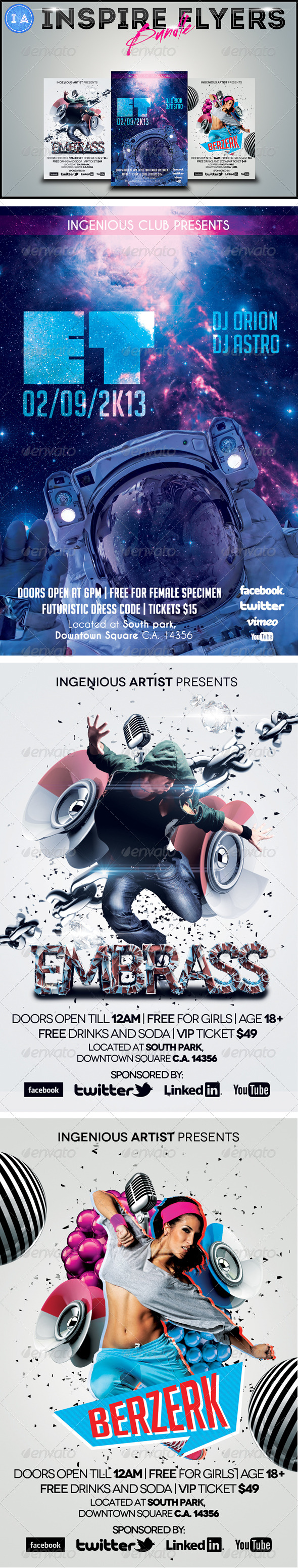 Inspire Flyers Bundle Vol.1 - Clubs & Parties Events