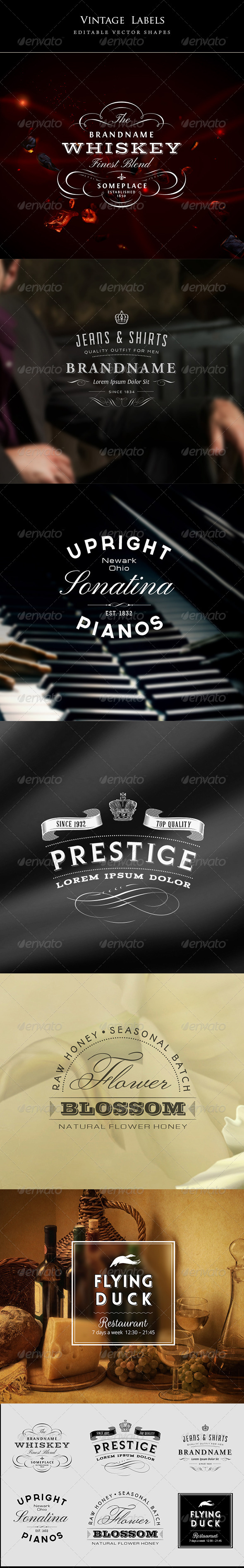 6 Vintage Labels - Badges & Stickers Web Elements