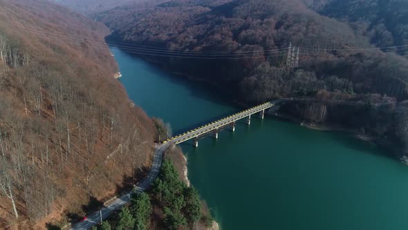 Aerial Bridge Over The Lake