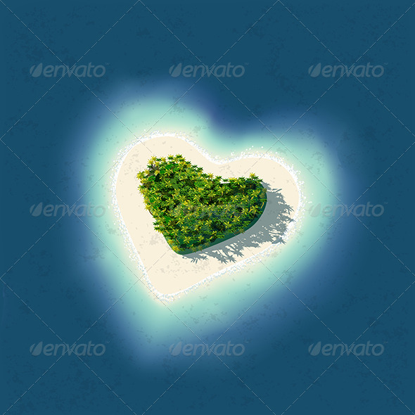 Heart Shaped Tropical Island - Travel Conceptual