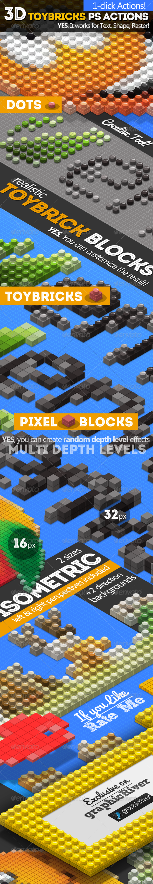 3D Isometric Toy Bricks Photoshop Actions