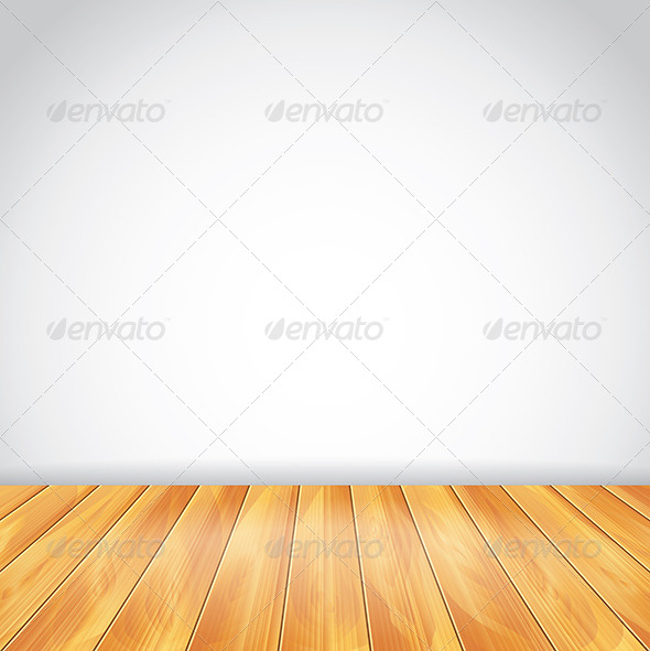 White Wall and Wood Floor, Vector Background - Buildings Objects