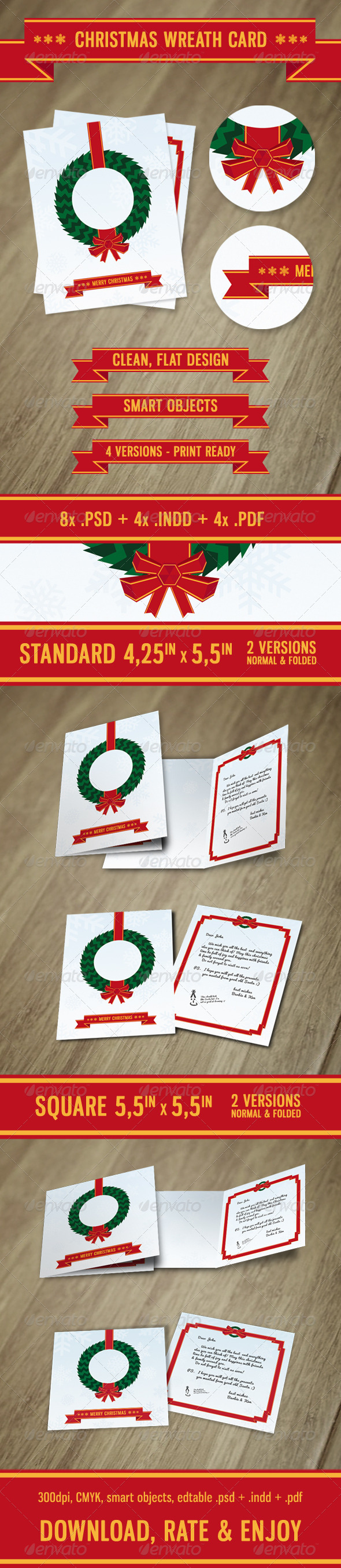 Christmas Wreath Card - Holiday Greeting Cards