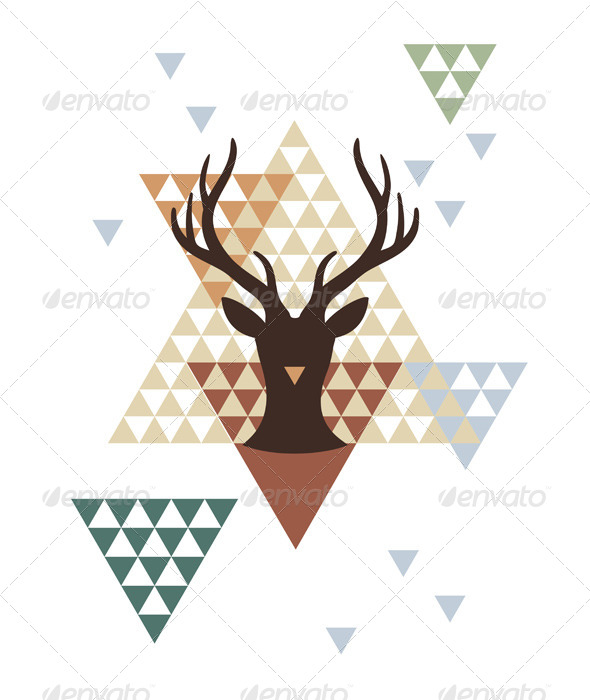 Christmas Deer with Abstract Geometric Pattern - Christmas Seasons/Holidays