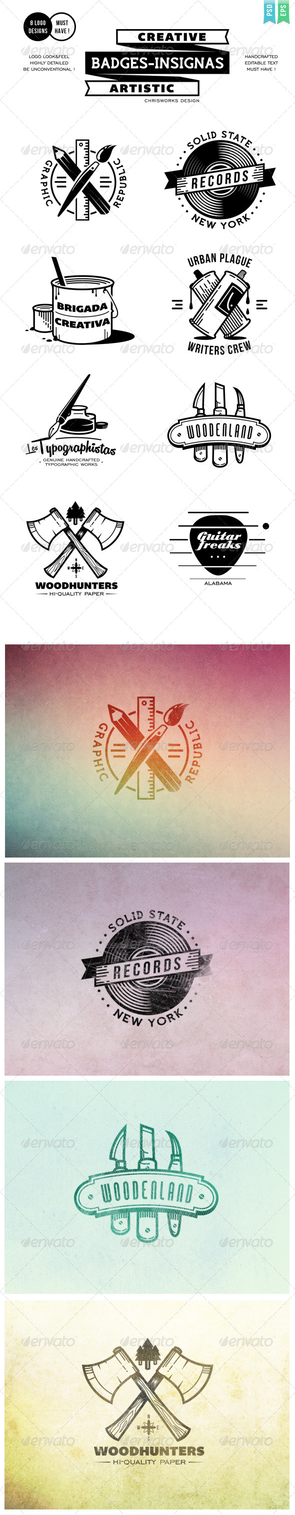 Creative Badges Insignias - Badges & Stickers Web Elements