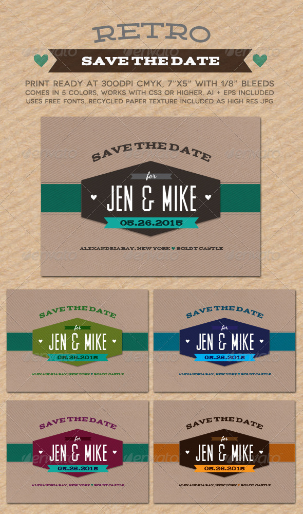 Retro Save The Date - Weddings Cards & Invites