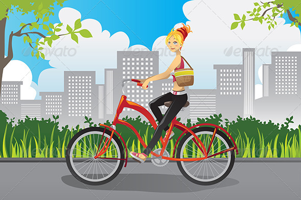 Woman Riding a Bike - Sports/Activity Conceptual