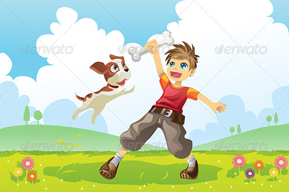 Boy and Dog - People Characters