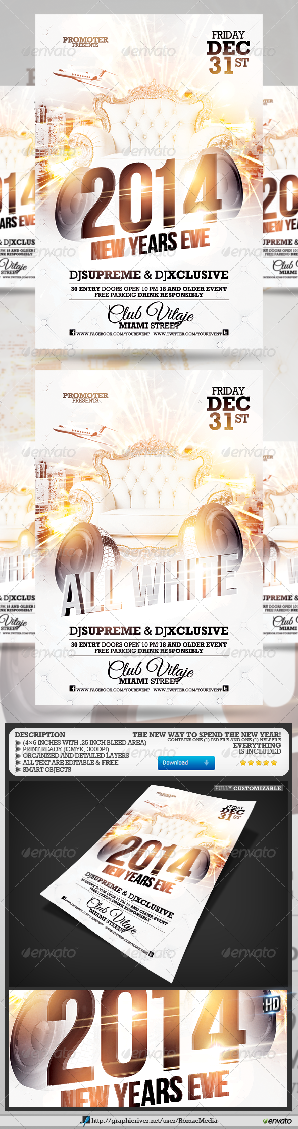All White NYE Party Flyer - Clubs & Parties Events
