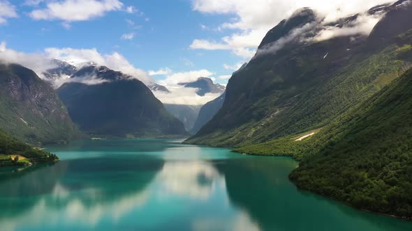 Beautiful Nature Norway Natural Landscape Lovatnet Lake. alt