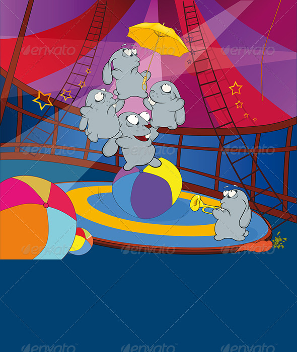 Rabbits and Circus Cartoon - Sports/Activity Conceptual