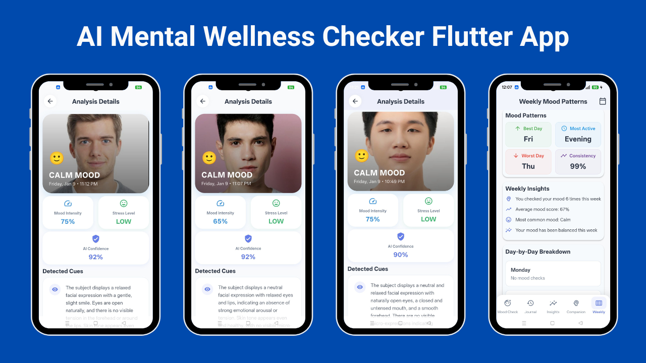 MoodLens – AI Mental Wellness Checker Flutter App | Mood & Stress ...