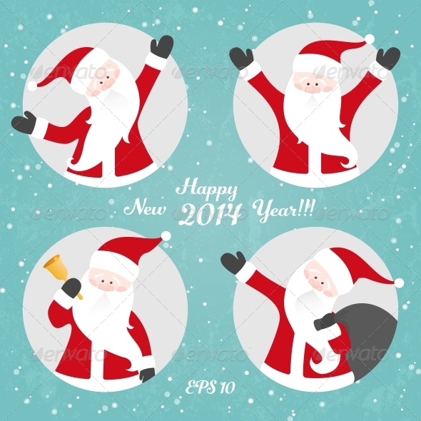 Vector Christmas Set with Santa - Christmas Seasons/Holidays