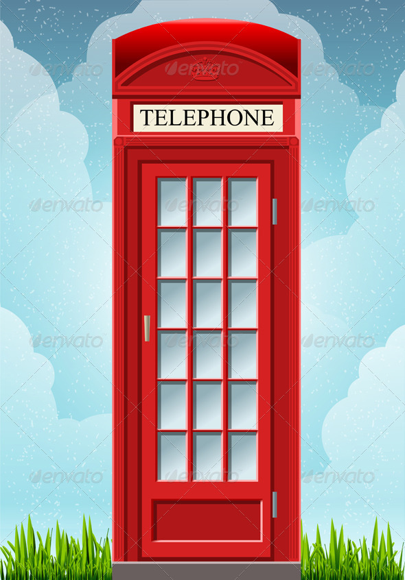 English Red Telephone Cabin - Objects Vectors