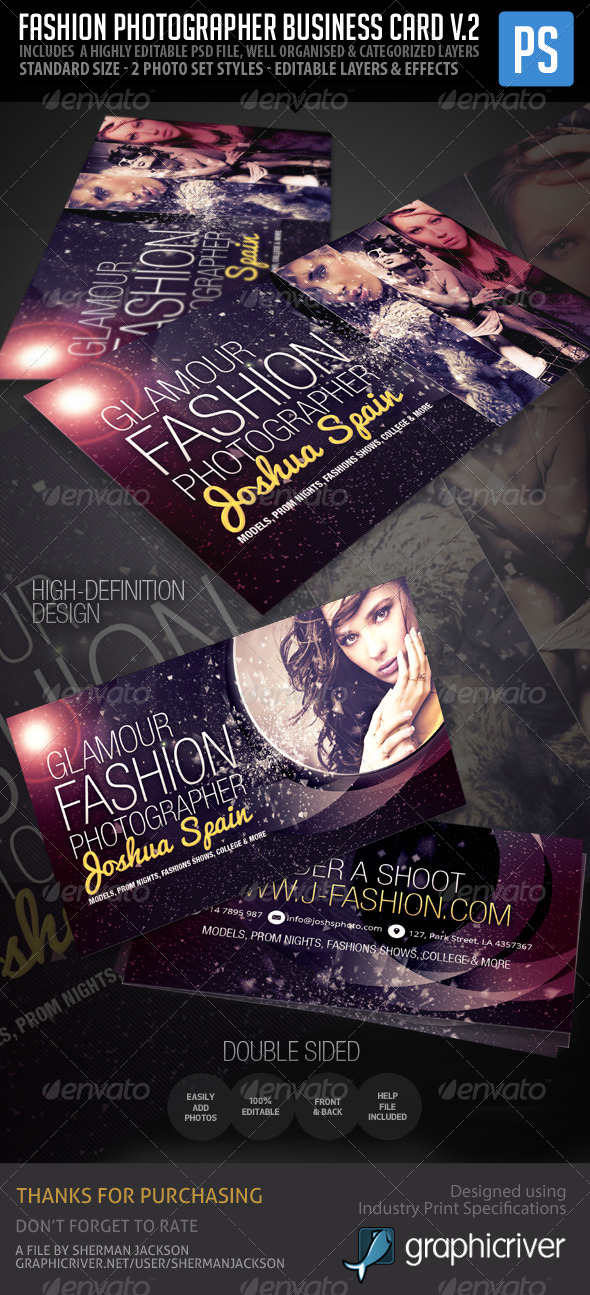 Fashion Photographer Business Card V.2 - Industry Specific Business Cards
