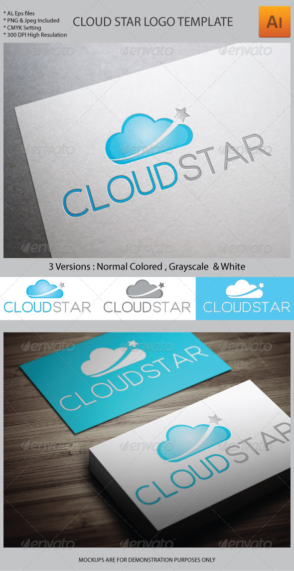 Cloud Star Logo Template - Symbols Logo Templates