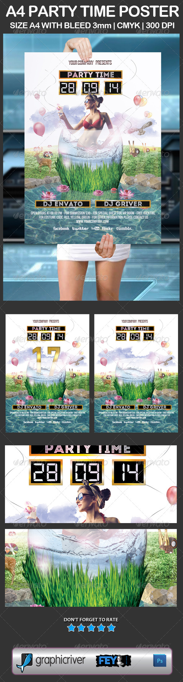 A4 Party Time Poster - Events Flyers