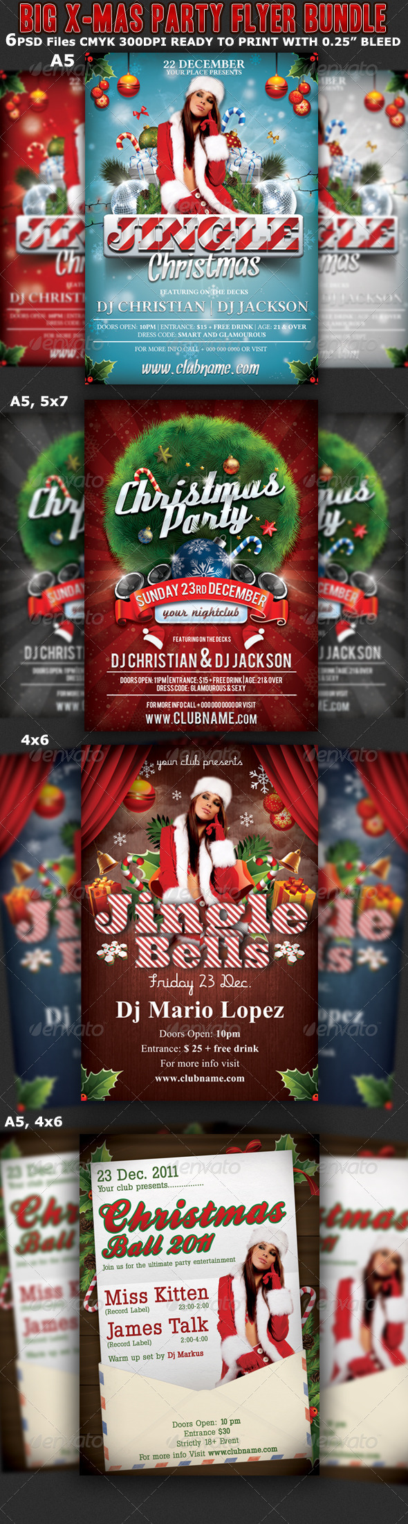Christmas Party Flyer Template Bundle - Clubs & Parties Events