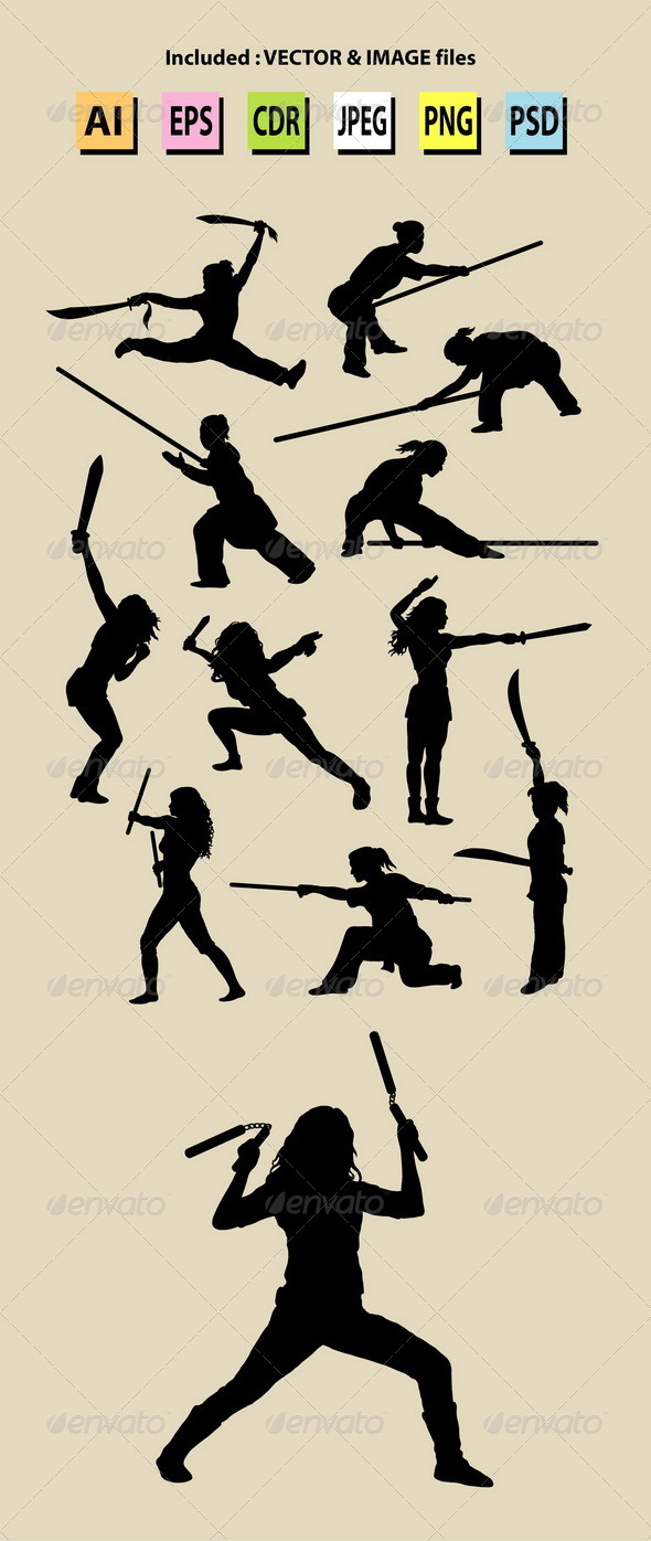 Girl with Weapon Silhouettes - Sports/Activity Conceptual