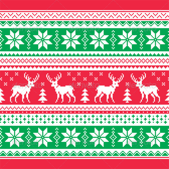 Christmas and Winter Knitted Pattern, Card - Patterns Decorative