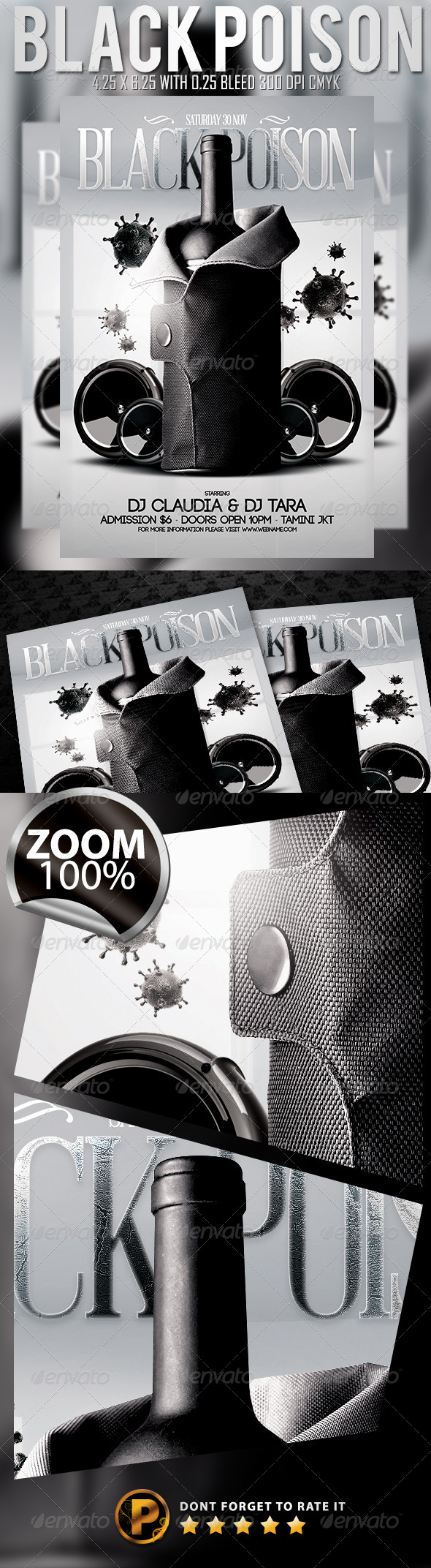 Black Poison Flyer Template - Clubs & Parties Events