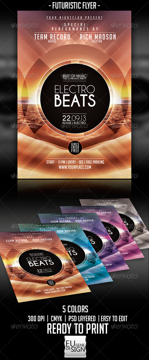 Futuristic Flyer Template - Clubs & Parties Events